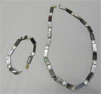 Pearl & Mop 14kt Gold Clasp Necklace & Bracelet