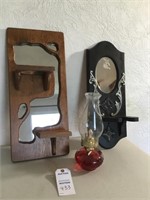 Oil lamp and 2 wall mounts