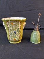 Painted Vase with Butterfly Green Pump Sprayer