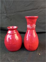 2 Ben Waterford 2000 Marked Red Vases