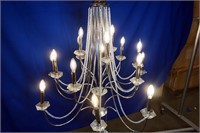 15 LIGHT CROME AND CRYSTAL CHANDELIER
