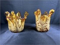 Murano Amber "Wave" Vases