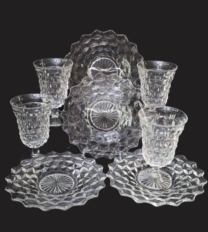 8 Pcs Fostoria Americana Plates & Tumblers