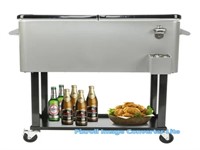 Ktaxon 80 QT Patio Cooler Cart w/ Shelf Wheel - Si