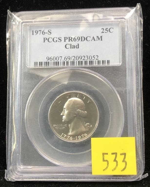 1976-S quarter PCGS slab certified PR69 DCAM