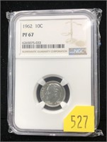 1962 dime NGC slab certified PF67