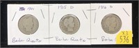 x3-Barber quarters -x3 quarters -Sold by the piece