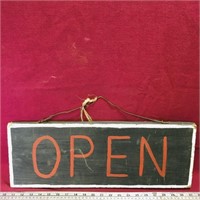 Painted Wooden "Open" Sign (Vintage)