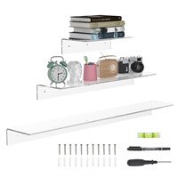 Sezanrpt Acrylic Wall Shelves 36 24 12 Inches, Cle