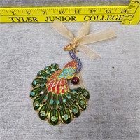 BEAUTIFUL MULTICOLORED RHINESTONE PEACOCK TRINKET