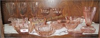 Lot of 14 Pieces Pink Depression Glass