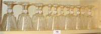 Set of 14 Etched Glass Goblets, 5” Tall