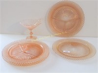 Five Pieces Pink Miss America Glass