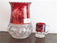 Two Pieces Ruby Flash Glassware
