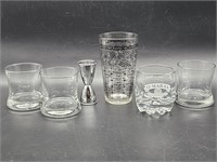 5- Mismatched Bar Glasses & a Jigger