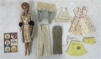 (P) Vintage Bubble Barbie Doll & Assorted Clothes.