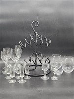 14- Mismatched Barware Glasses & Stand
