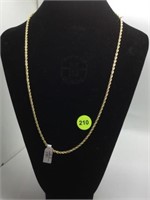 14K YELLOW GOLD TWIST ROPE CHAIN NECKLACE - 24"