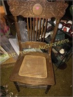 OAK PRESSED BACK SIDE CHAIR WITH