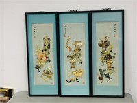 3 panels of oriental art