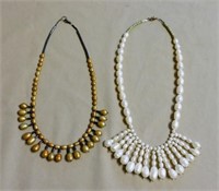 Baroque Golden and White Cultured Pearl Necklaces.