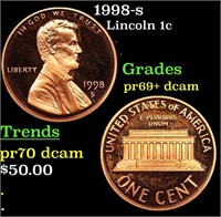 Proof 1998-s Lincoln Cent 1c Grades GEM++ Proof De