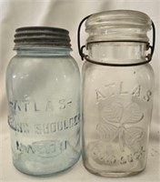 Lot of 2 vintage Atlas glass jars