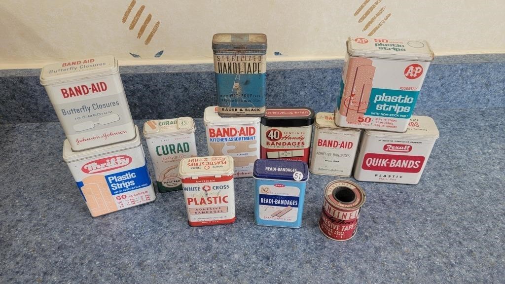 Metal bandage tin collection