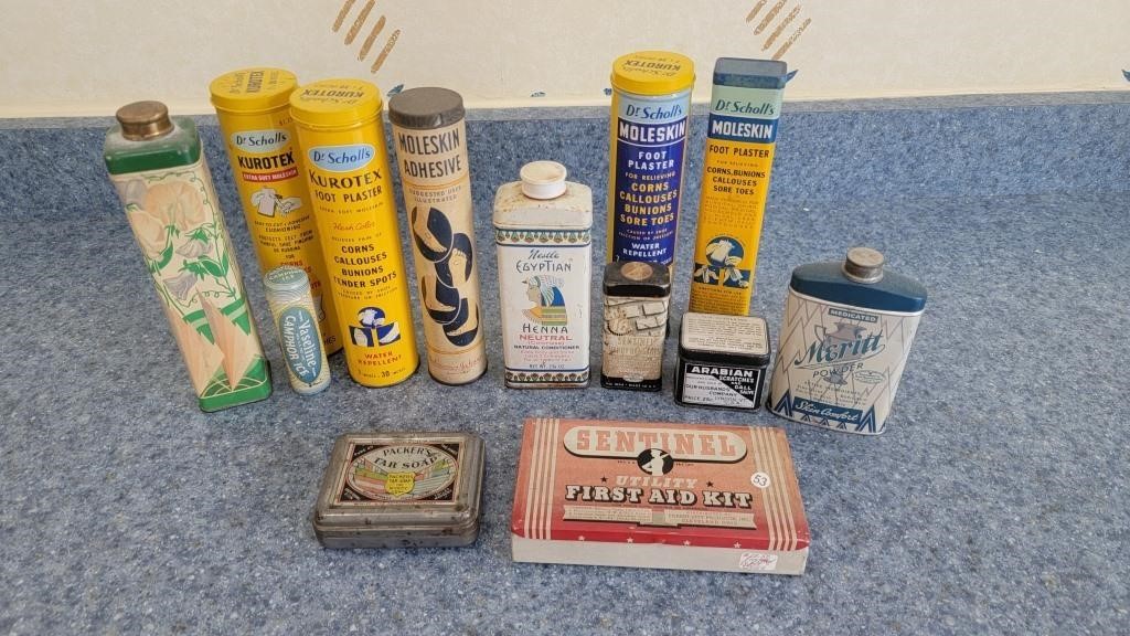 Vintage metal tin collection