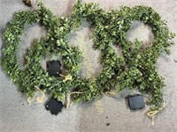 3 battery Lighted faux boxwood garlands