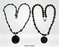 Ancient Roman Coins Neckalces w/ Multi-Stones Bead