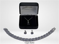 Sterling Silver Ladies Jewelry w/ Blue Topaz & Sap