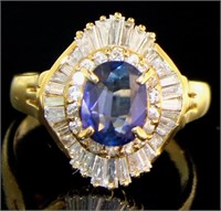 18k Gold 2.74 ct Natural Sapphire & Diamond Ring