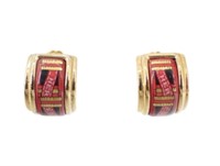 Hermes Red Multicolor Clip On Earrings