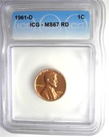 1961-D Cent ICG MS67 RD LIST $650