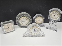 Lot of Crystal Desk Clocks