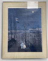 Signed Rousseau, Framed Print under glass Cabin in