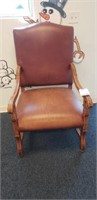 SITTING CHAIR, LEATHER AND WOOD