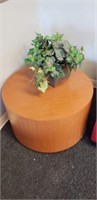 TABLE, ROUND, WOOD, 29", W/ FAKE PLANT