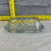 Anchor Hocking Crystal Covered Butter Dish Swirl