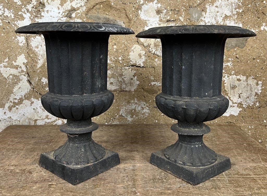 Pair of Iron Urns