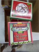 2 Budweiser holiday steins w/ boxes