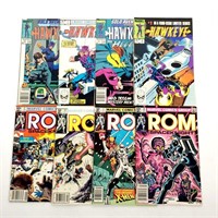 4 ROM Spaceknight, 4 Hawkeye Comics