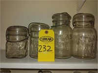 4 Atlas E-Z Seal Fruit Jars
