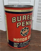 Bureau - Penn Unico motor oil can - round