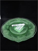 LOT OF 4 URANIUM GLASS PLATES ALL 8 INCH WIDE