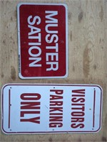 2 Metal Signs, Visitors Parking 24x12, & Muster