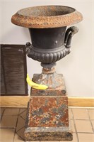 Antique Victorian Cast Iron 2-Handled Garden Urn