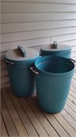 Lot of 3 Plastic Garbage Cans