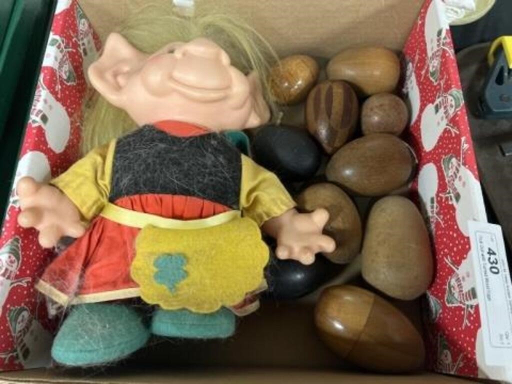 Troll Doll with Turned Wood Eggs